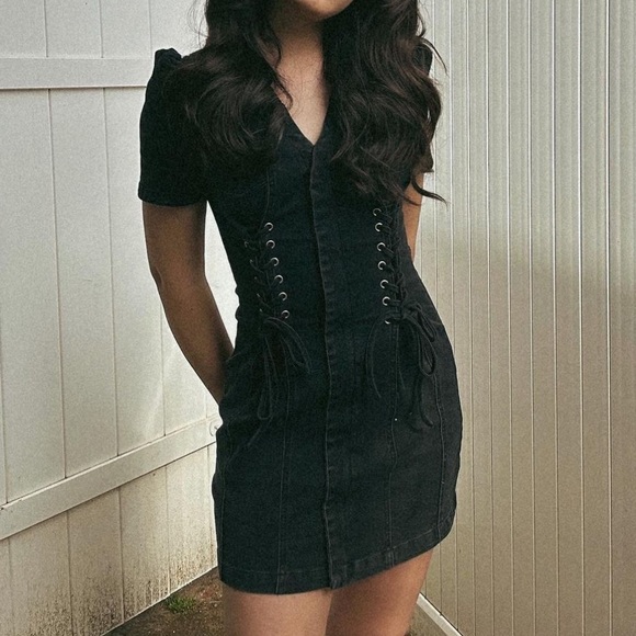 Black Denim Mini Dress - Picture 4 of 4